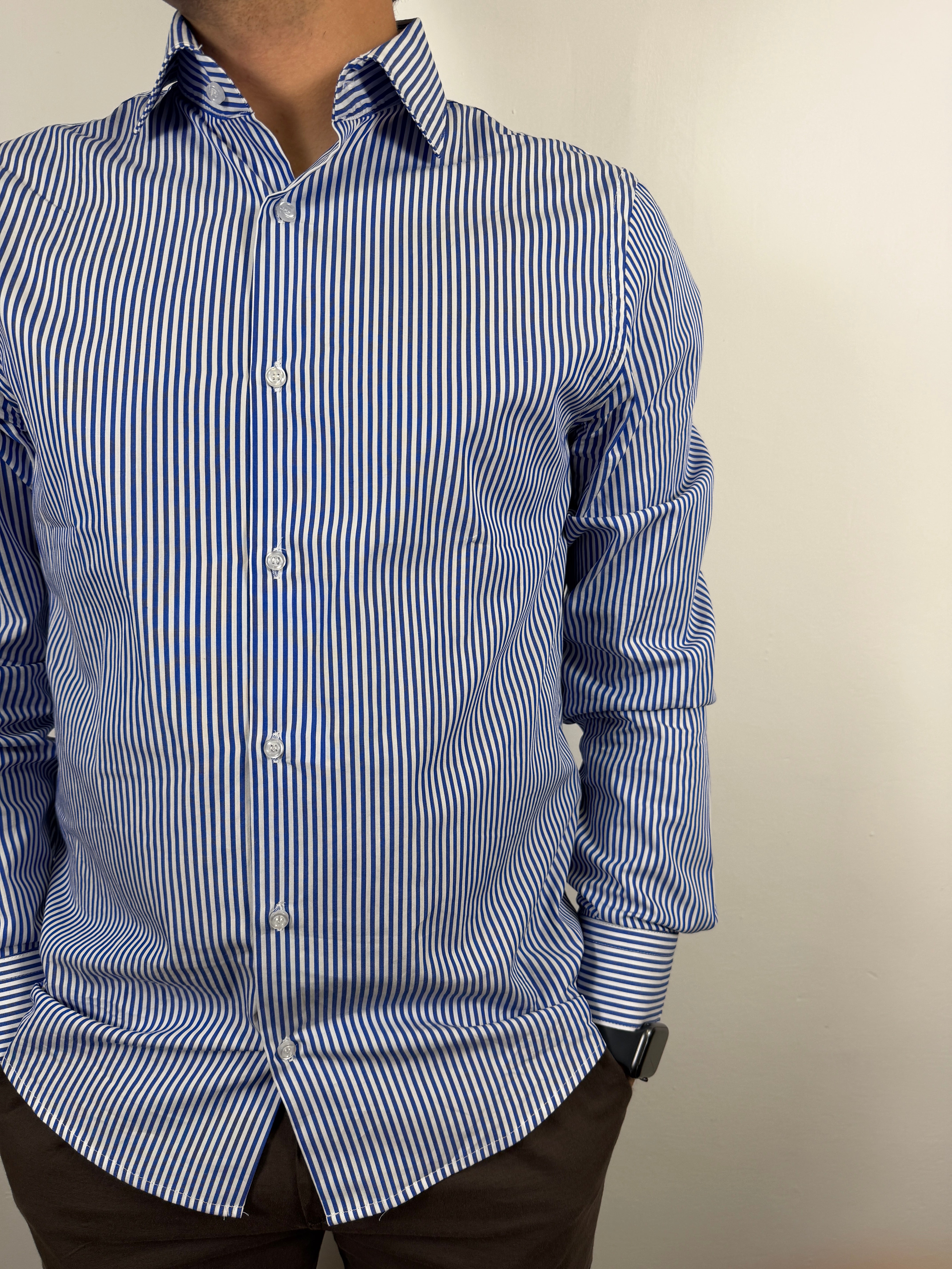 CAMICIA COLLO FRANCESE RIGHE WHY NOT BRAND BIANCO BLU