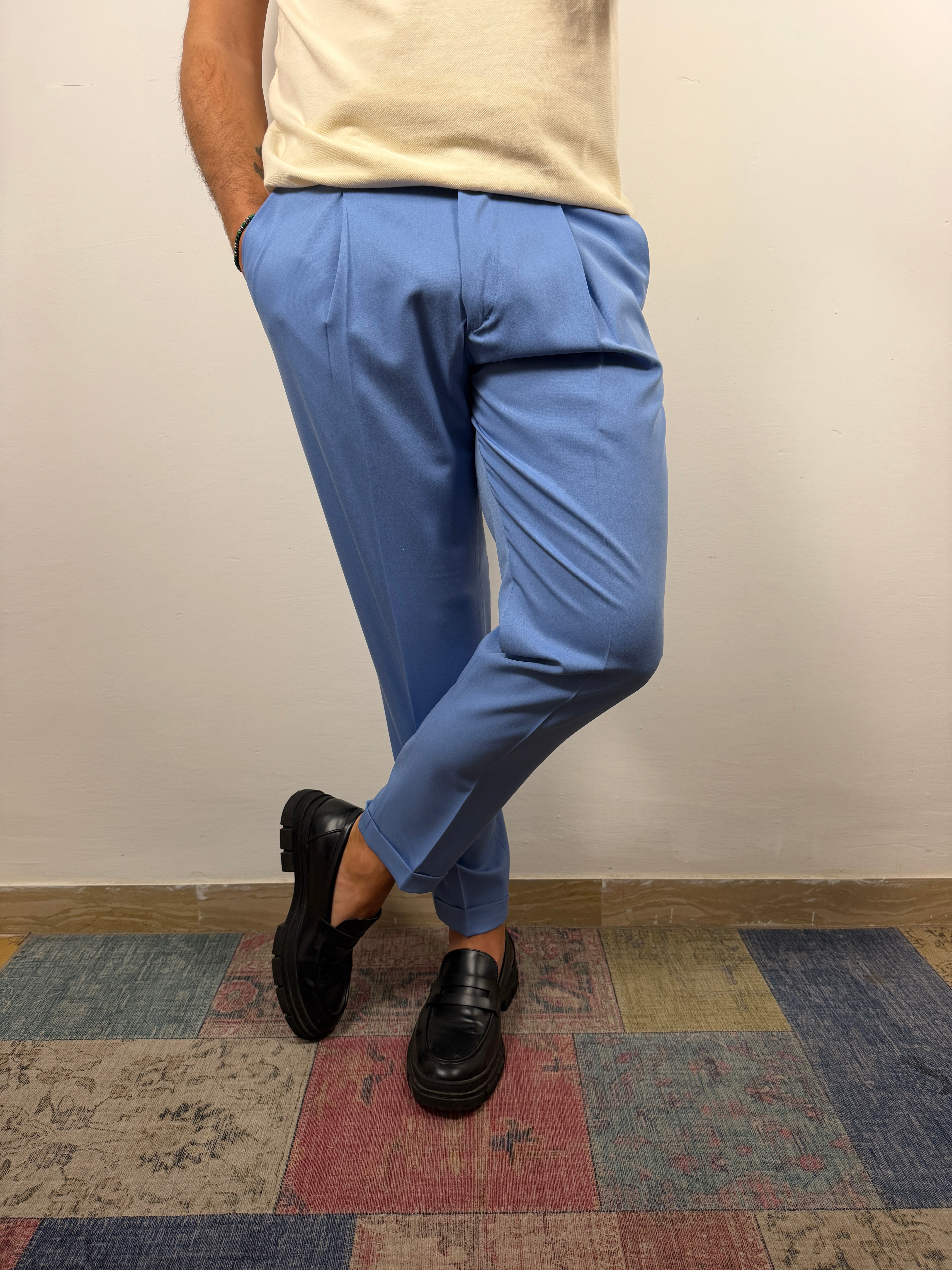 PANTALONE PINCE OVER-D CELESTE