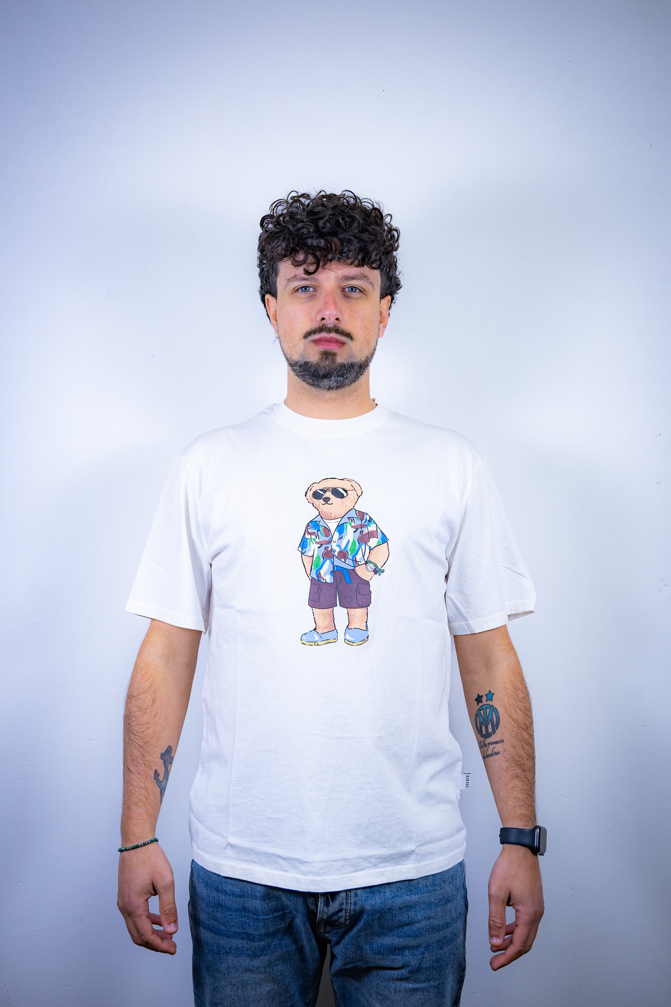 T-SHIRT STAMPA ORSETTO OVER-D PANNA