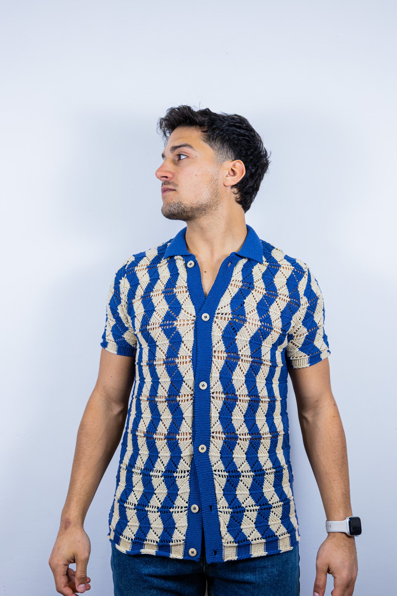 MAGLIA APERTA TRAFORATA RIGHE OVER-D