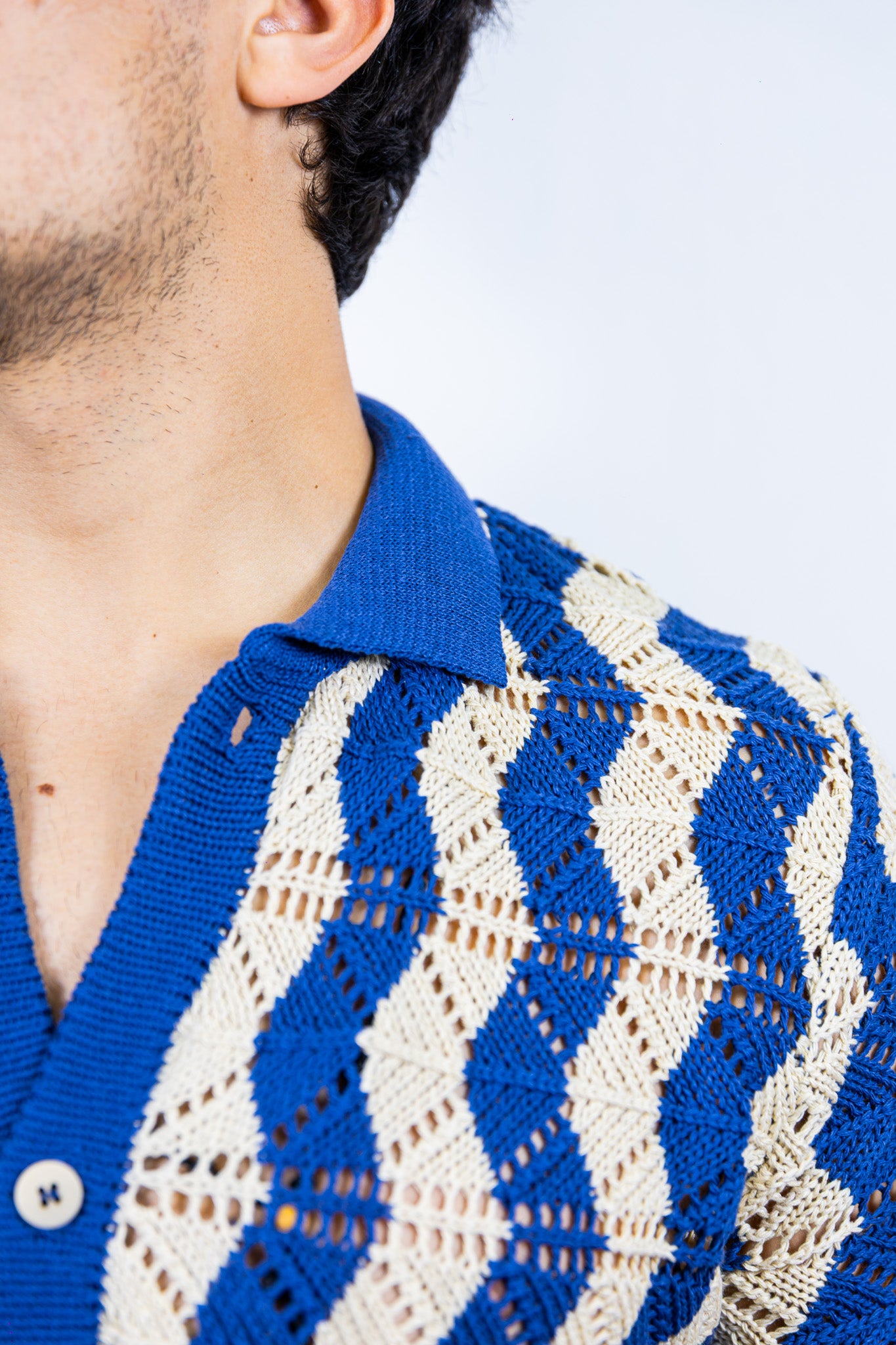 MAGLIA APERTA TRAFORATA RIGHE OVER-D