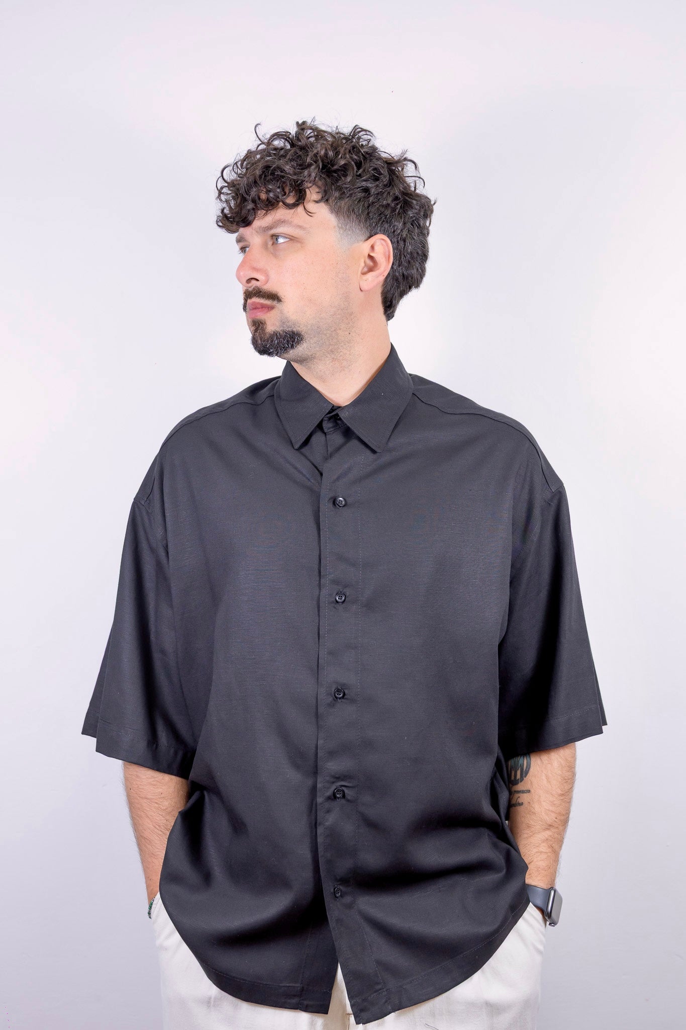 CAMICIA MEZZA MANICA BERNA NERA