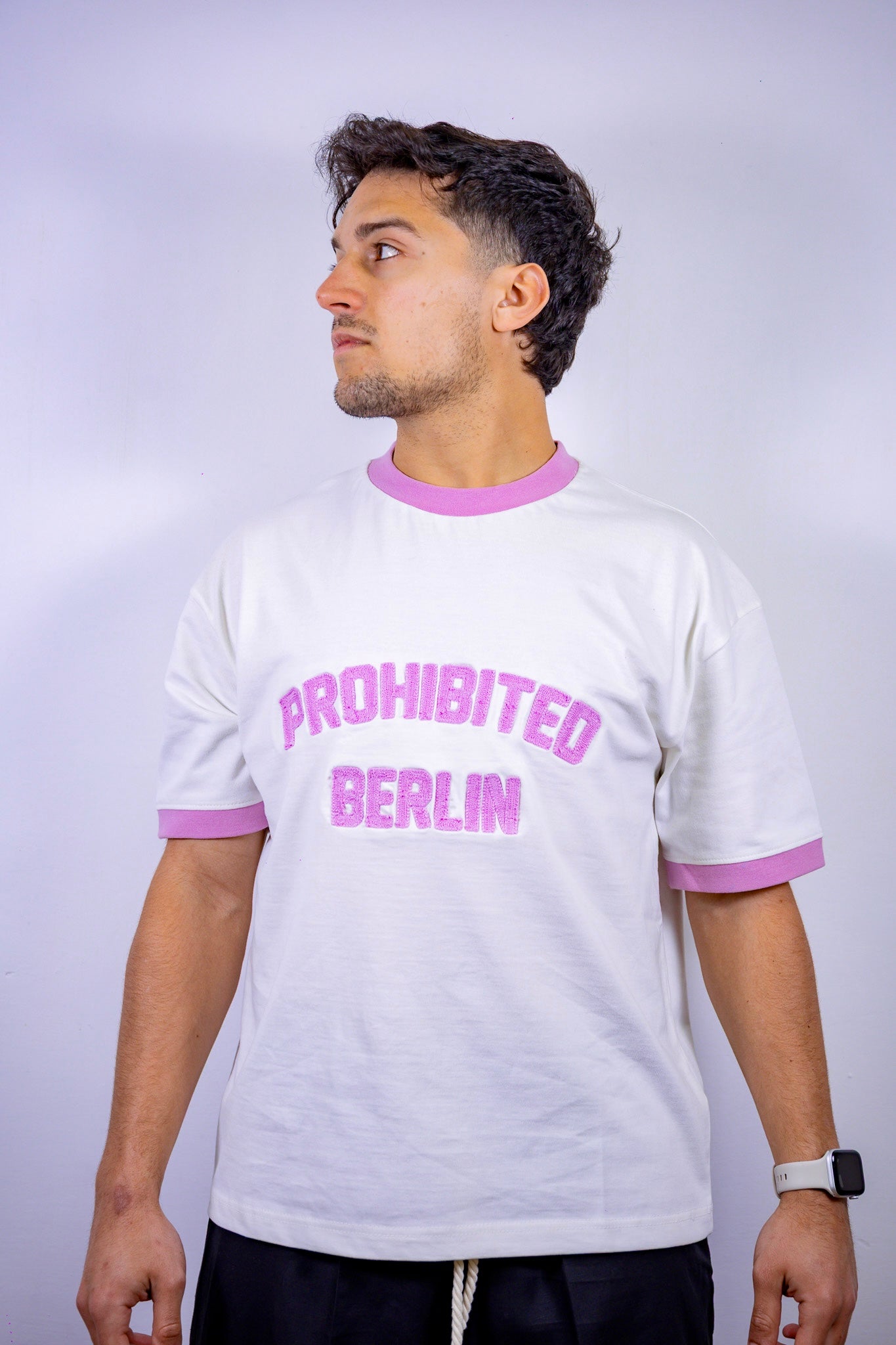 T-SHIRT RUSH CONTRAST PROHIBITED BIANCA/ROSA