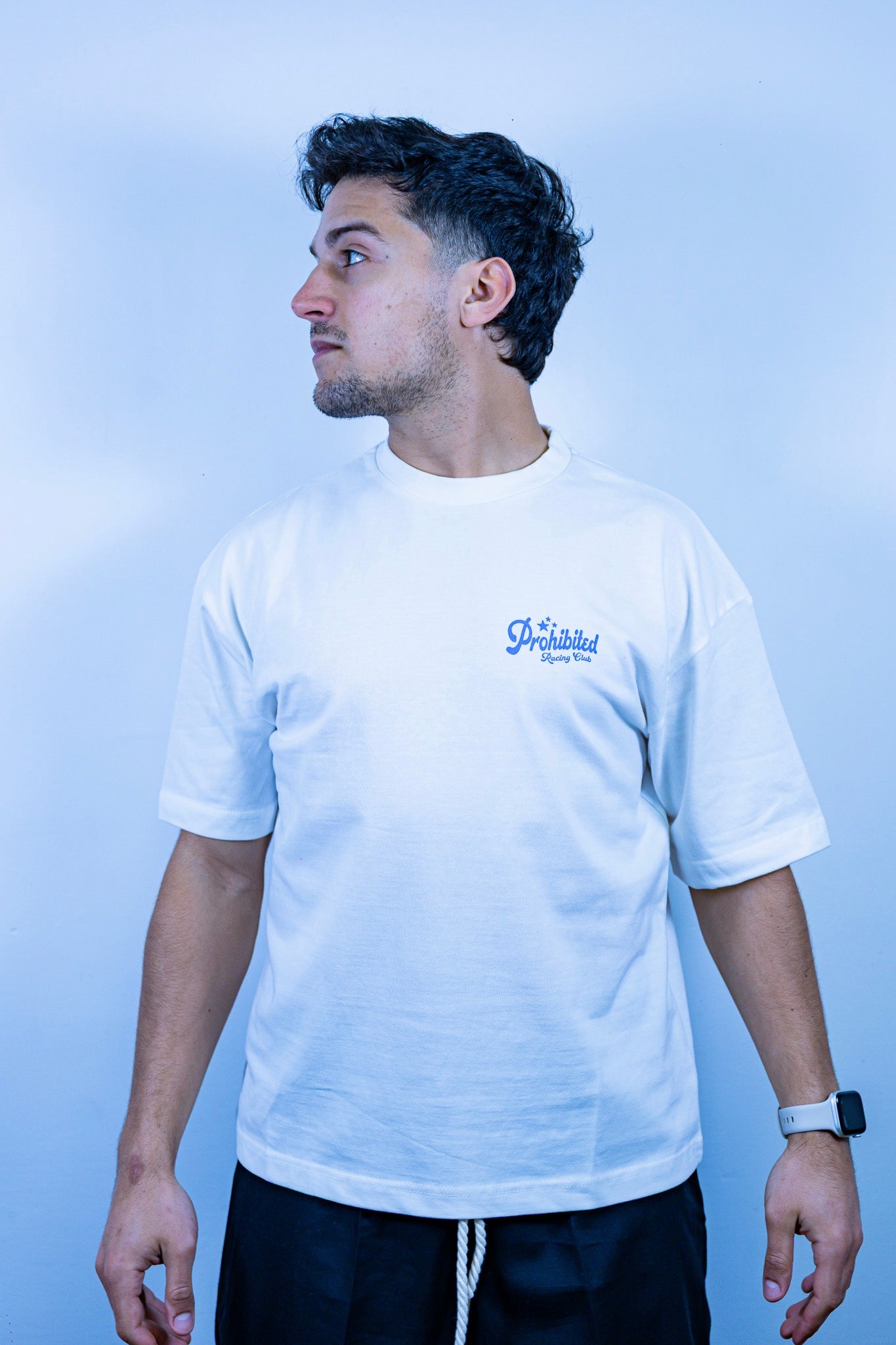 T-SHIRT TUNING CLUB PROHIBITED BIANCA/BLU