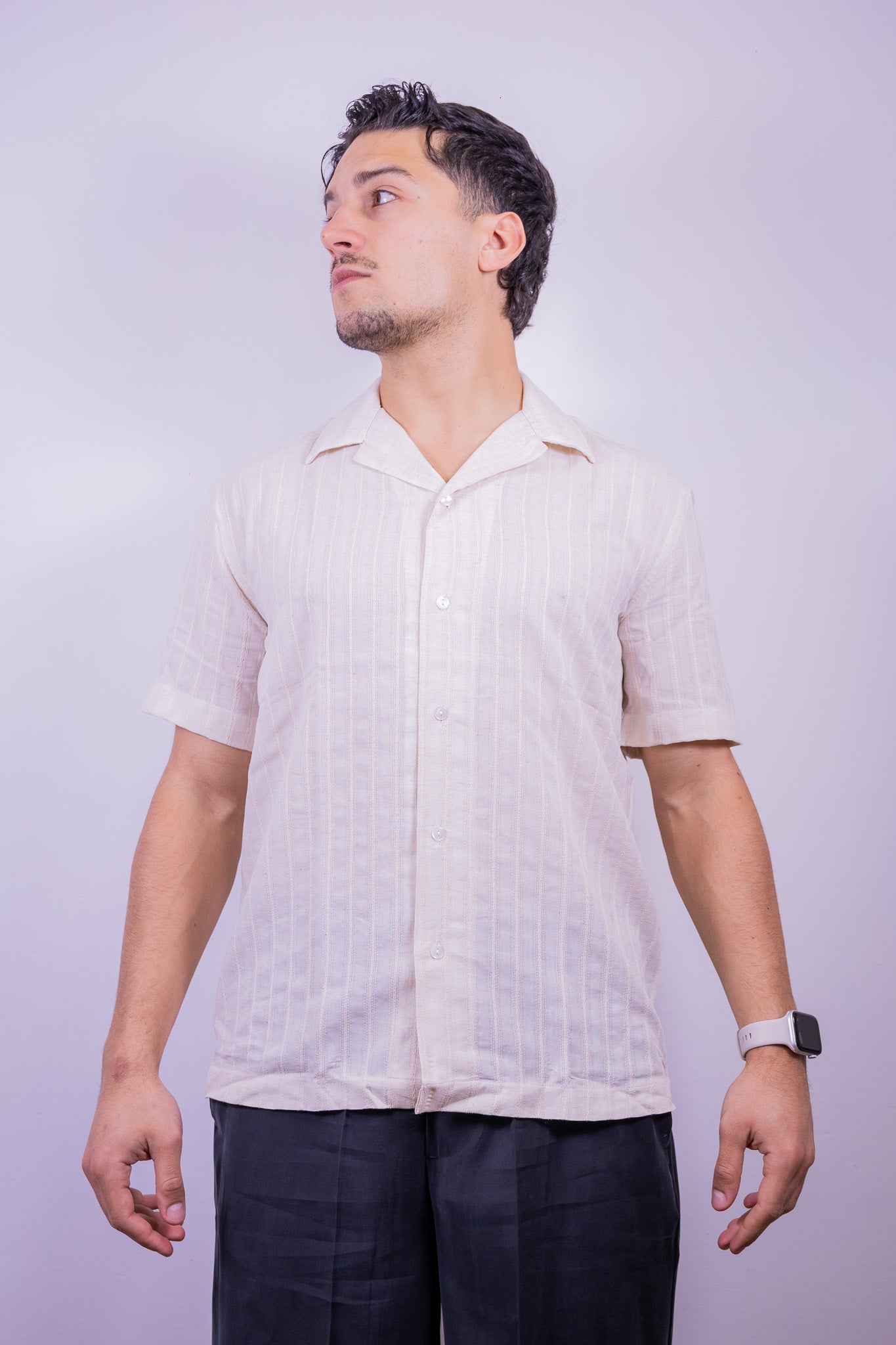 CAMICIA COLLO BOWLING OVER-D BEIGE