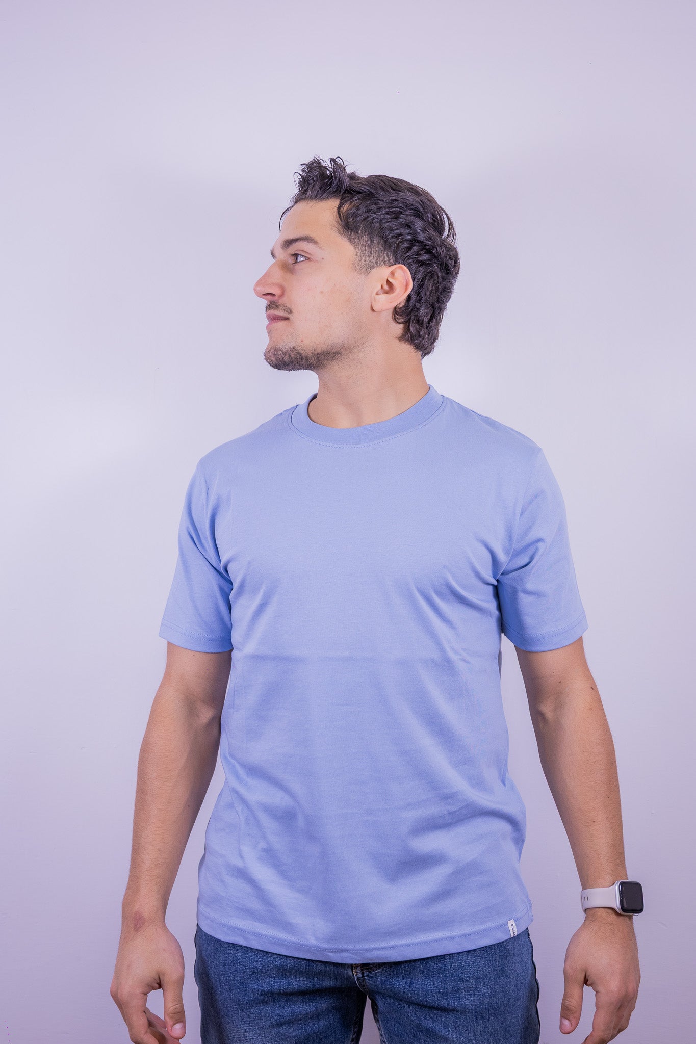 T-SHIRT PARICOLLO OVER-D CELESTE