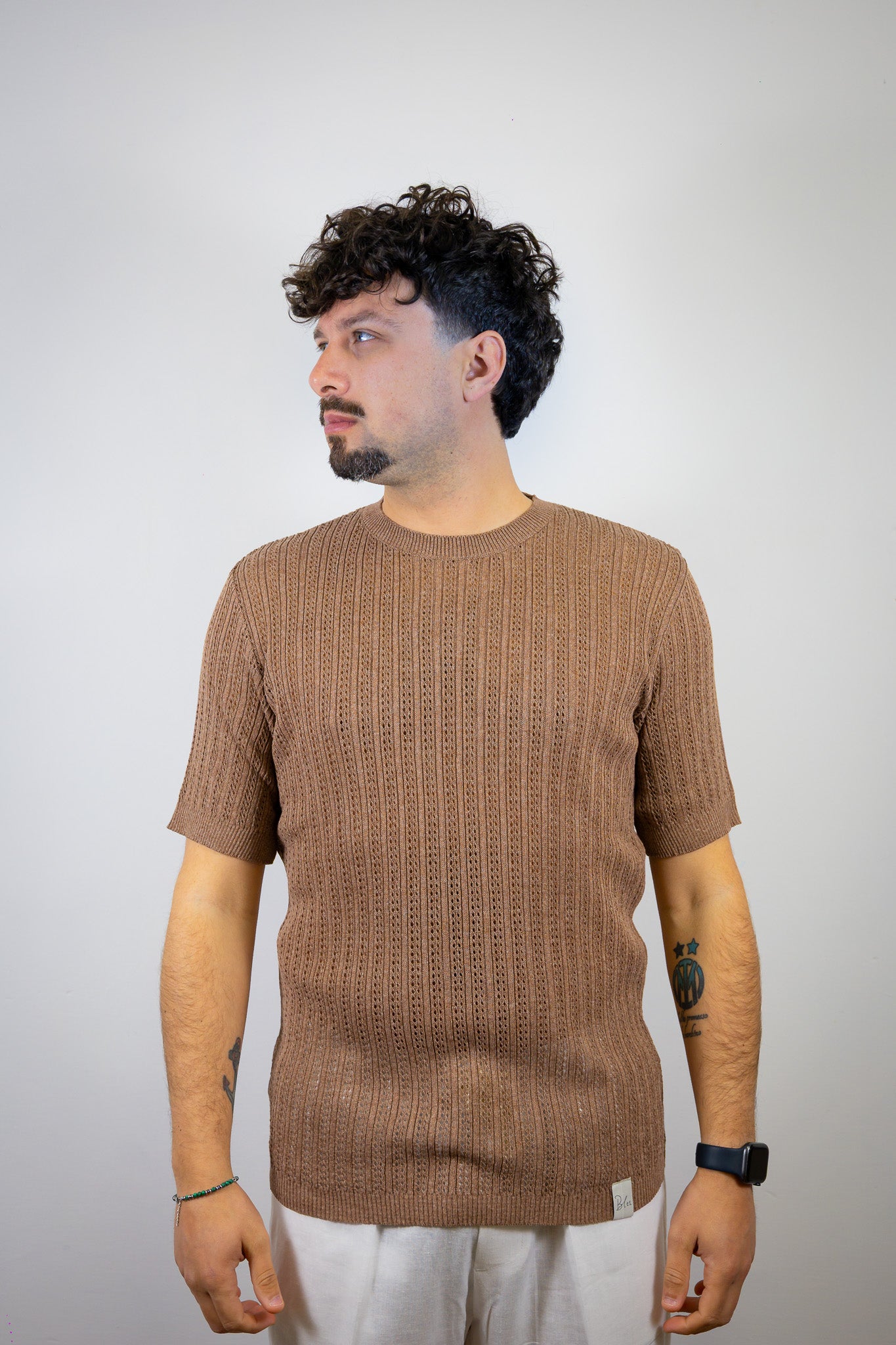 MAGLIA COSTE FIORI BL11 MARRONE