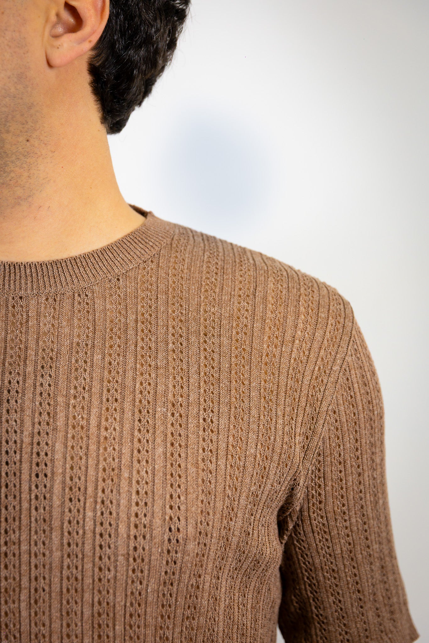 MAGLIA COSTE FIORI BL11 MARRONE