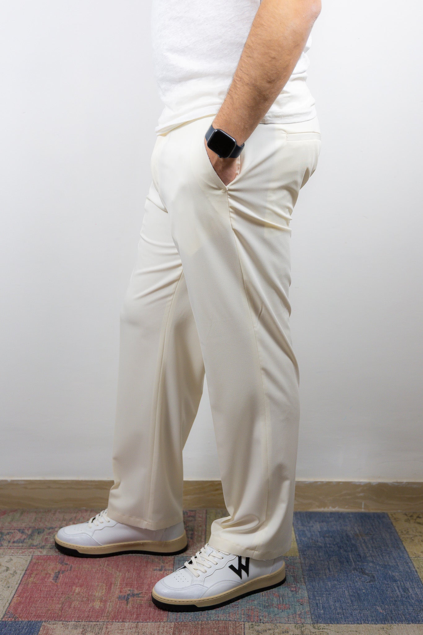 PANTALONE ANTI FIT TAGLIO VIVO OVER-D PANNA