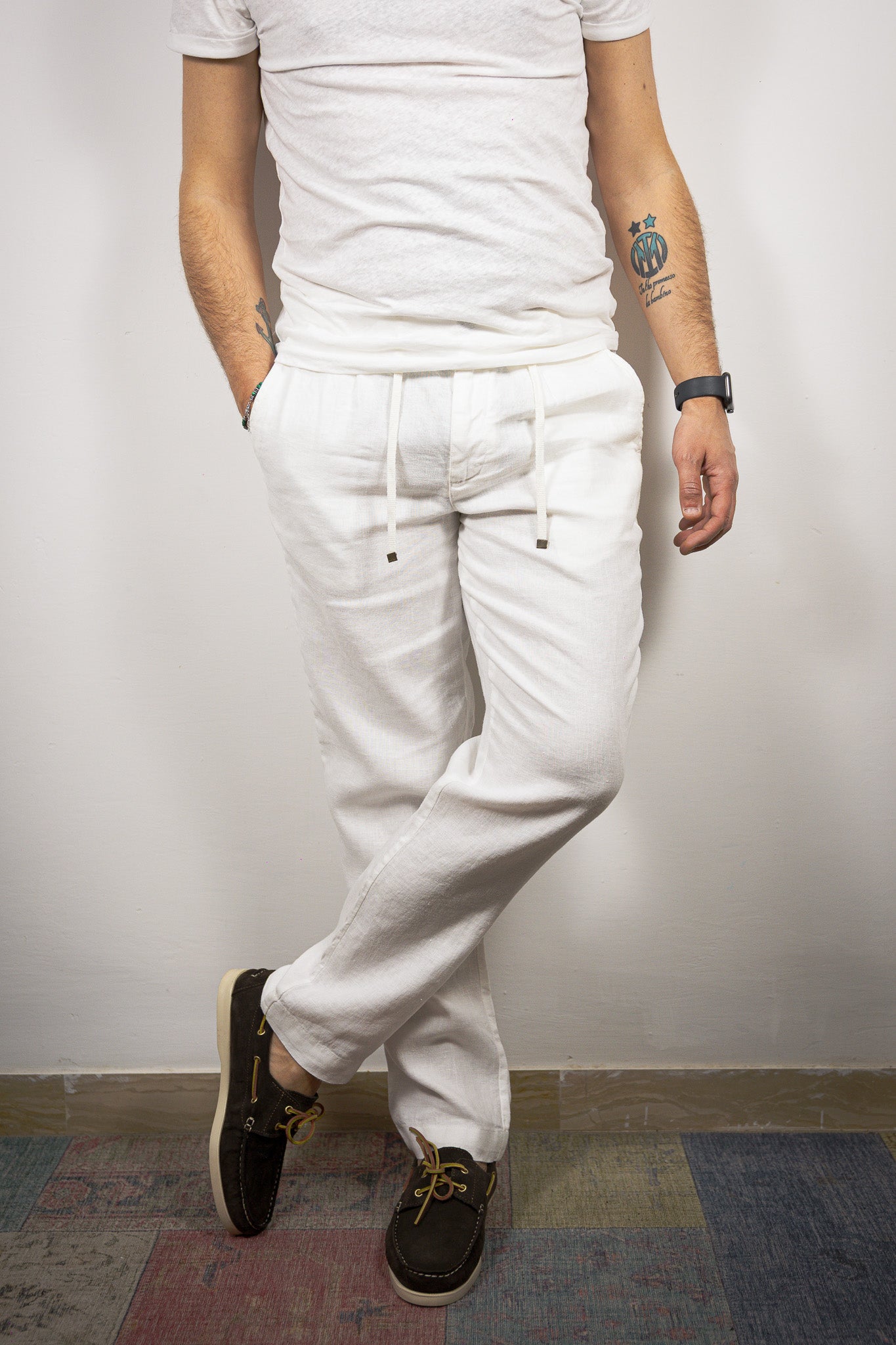 PANTALACCIO LINO BL11 BIANCO