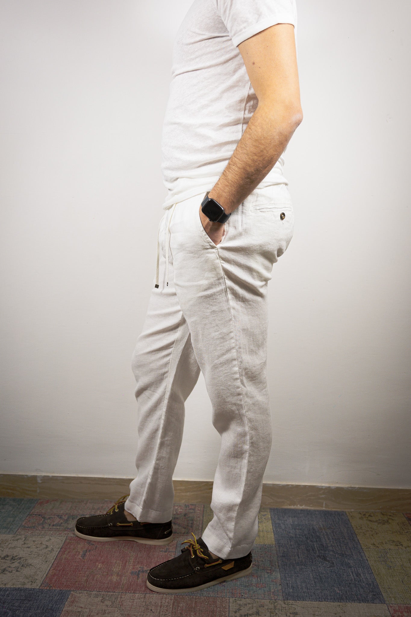 PANTALACCIO LINO BL11 BIANCO