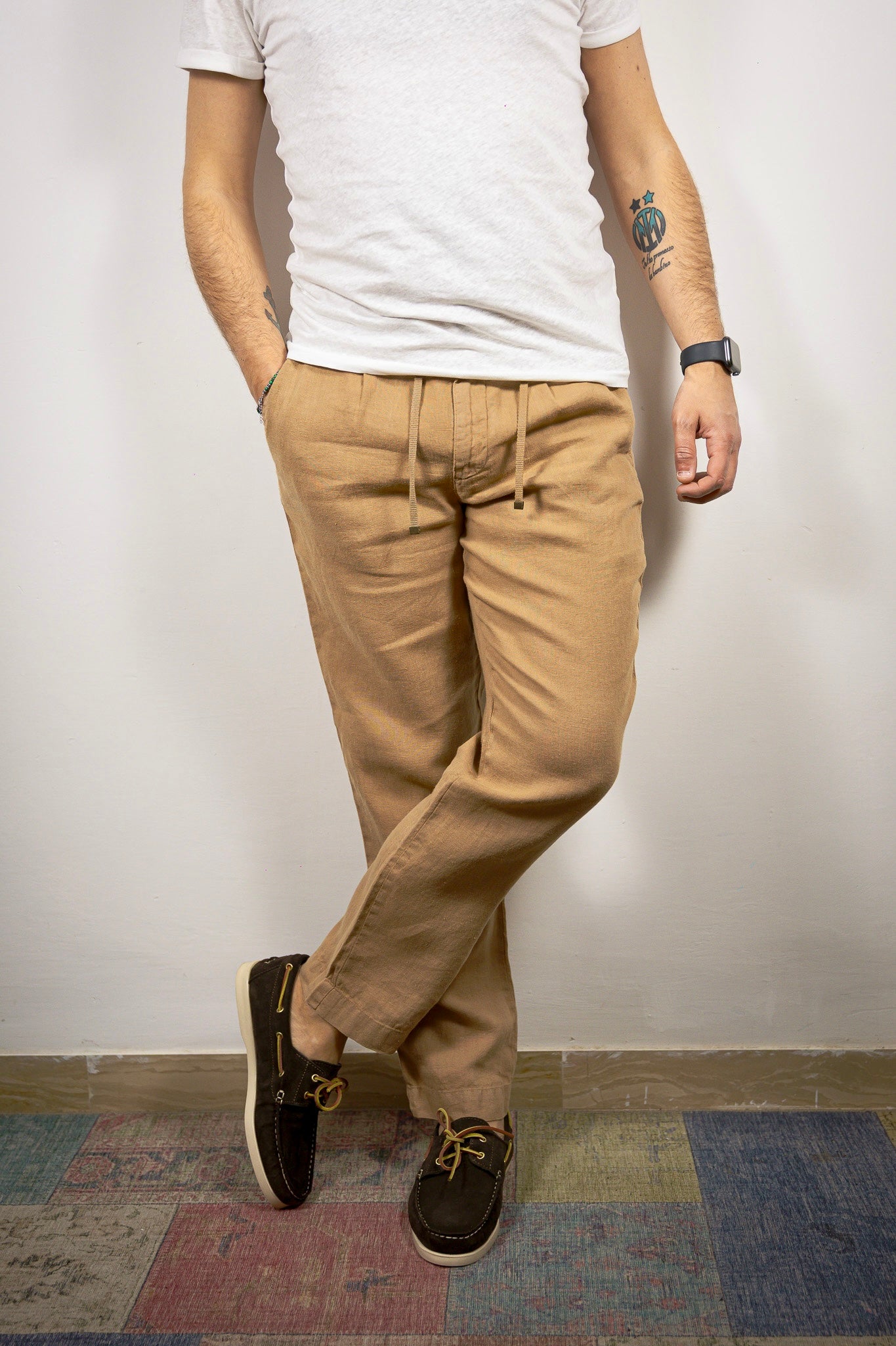PANTALACCIO LINO BL11 CAMMELLO