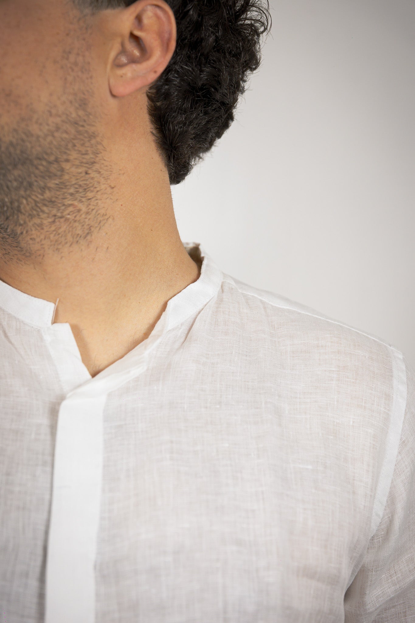 CAMICIA LINO COLLO COREANO BERNA BIANCA