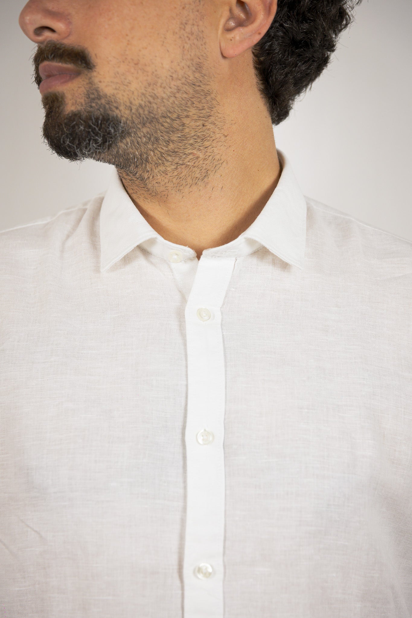 CAMICIA COLLO FRANCESE MISTO LINO OVER D BIANCA