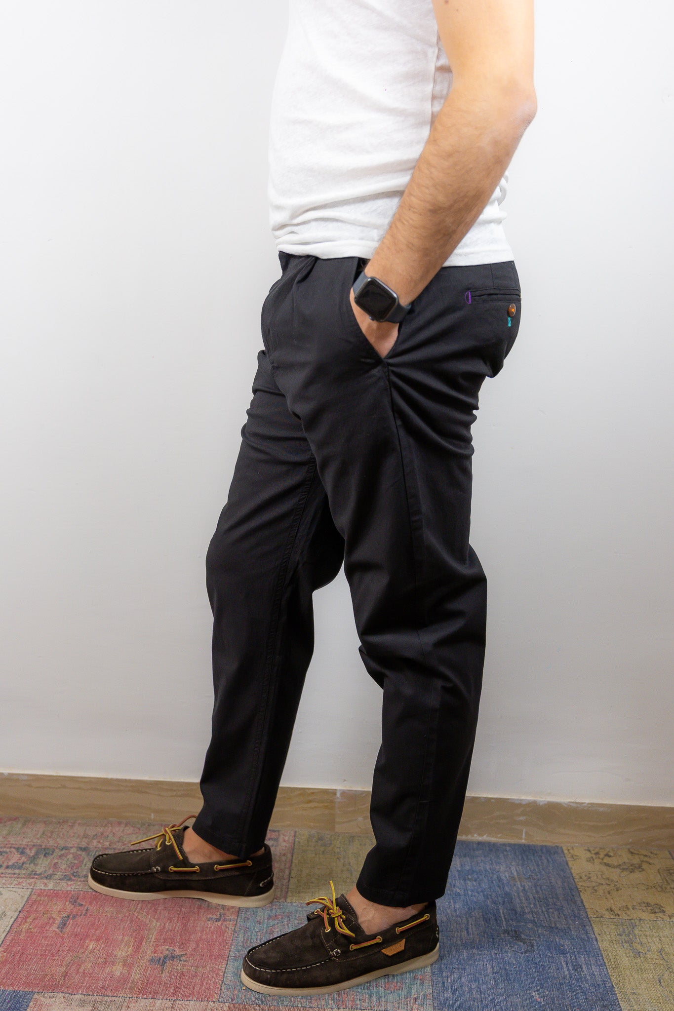 PANTALONE CROPPED MISTO LINO BERNA NERO